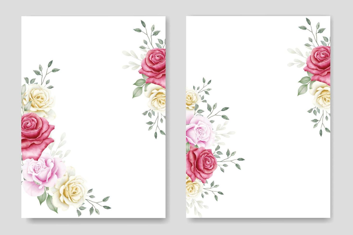 Wedding Invitation Card with Floral Rose Template vector