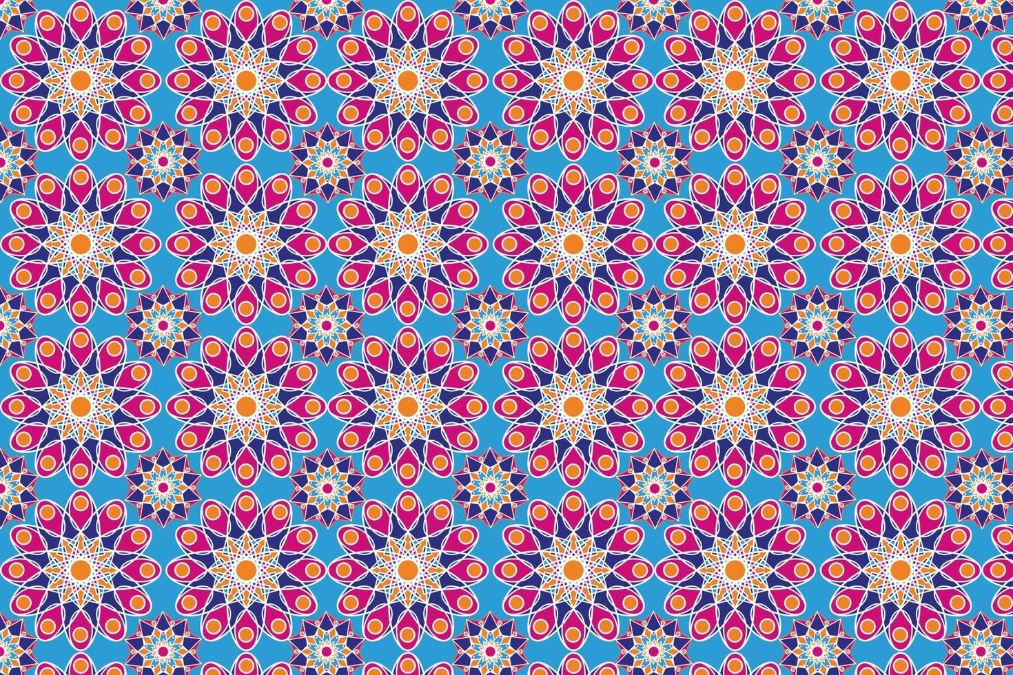 Seamless moroccan pattern, islamic geometric motif . Colorful Arabic ornaments. Mandala. Patterns for fabrics, packaging, wallpaper. Vector illustration on dark background