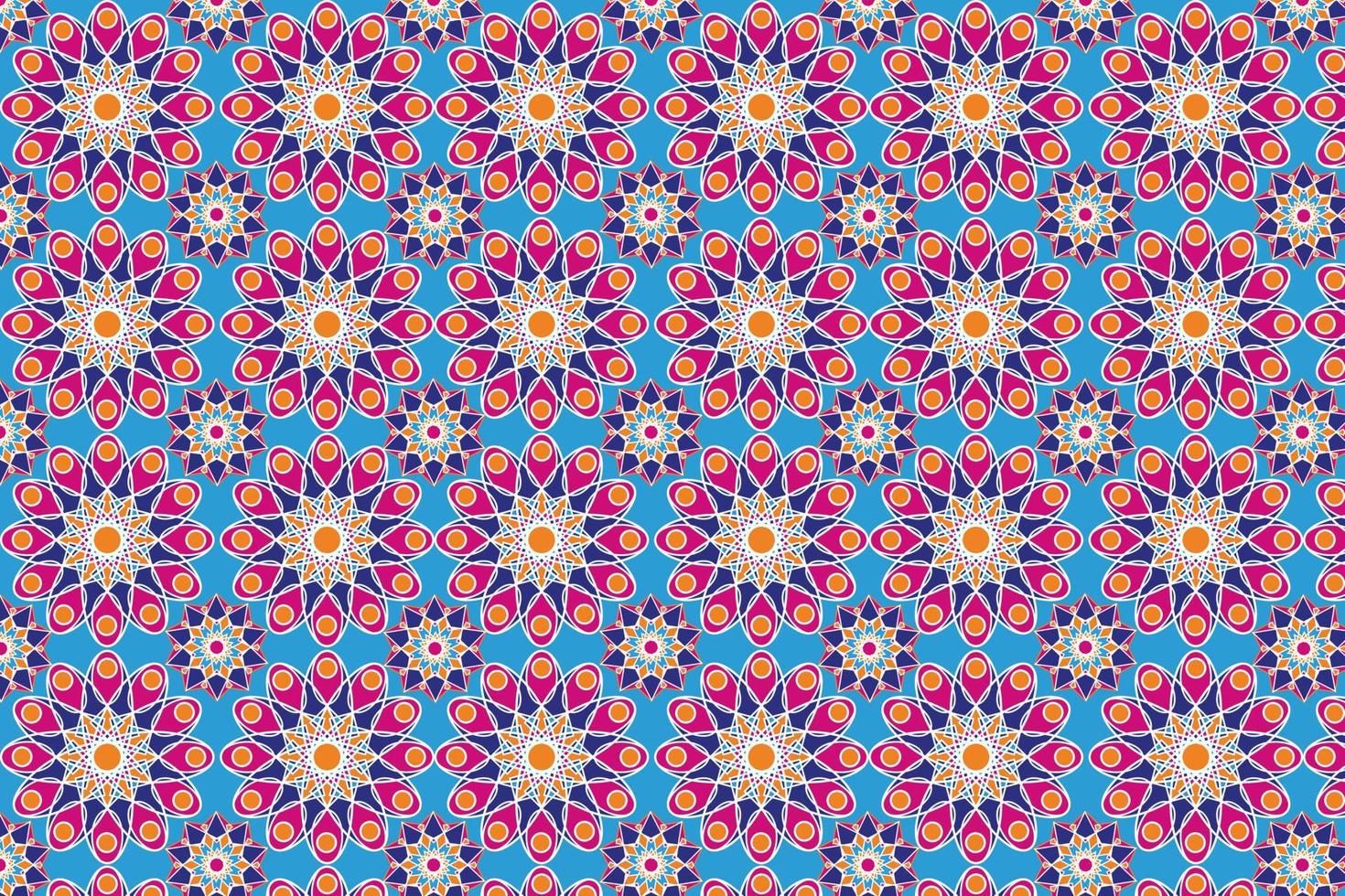 Seamless moroccan pattern, islamic geometric motif . Colorful Arabic ornaments. Mandala. Patterns for fabrics, packaging, wallpaper. Vector illustration on dark background