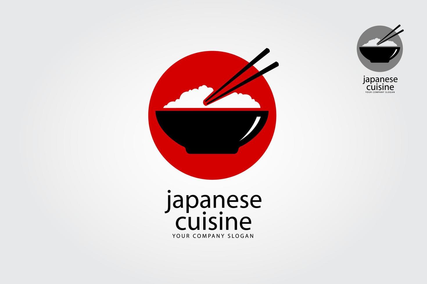 la cocina japonesa es una plantilla de logotipo multipropósito, se puede utilizar en cualquier empresa relacionada con comida asiática, arroz, comida rápida, restaurantes, etc. ilustración de logotipo vectorial. vector