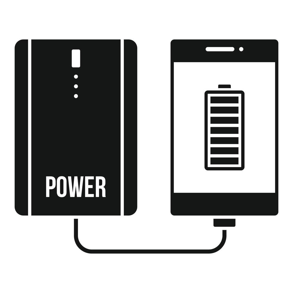 Power bank charging smartphone icon, simple style vector