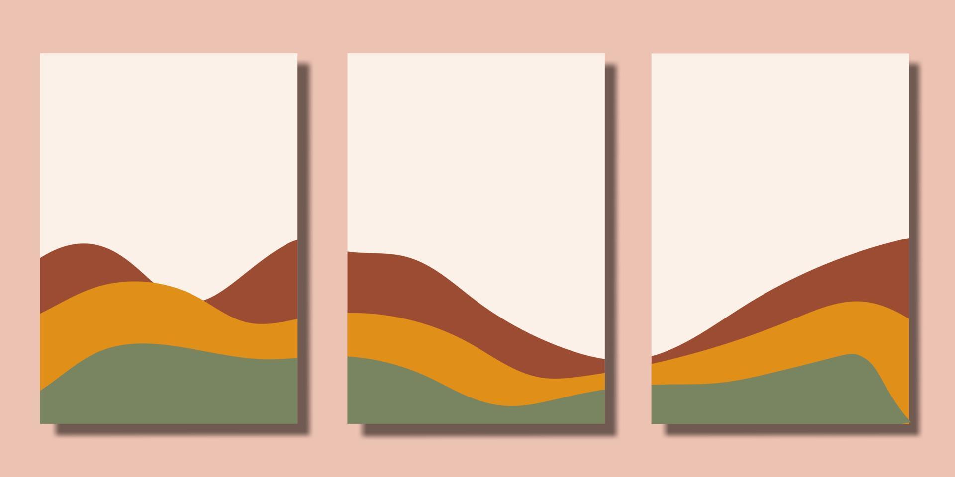 Set of modern minimalist abstract mountain talandscape aesthetic decoration vector