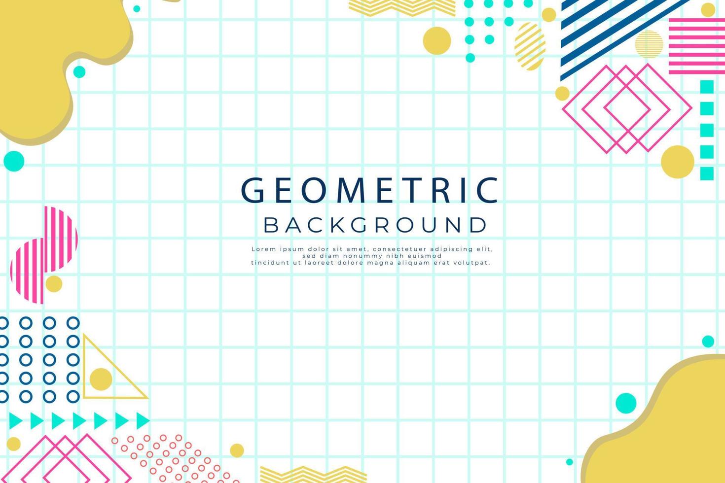 Flat geometric shapes wallpaper, various shapes and line abstract flat geometric background vector