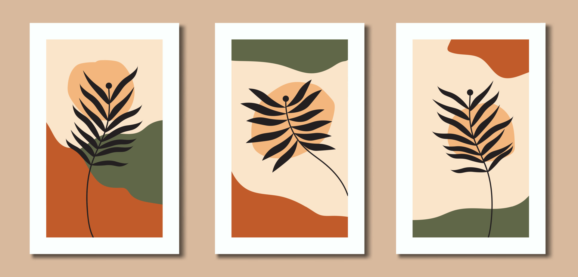 Hand drawn wall art covers collection flower 14468927 Vector Art at