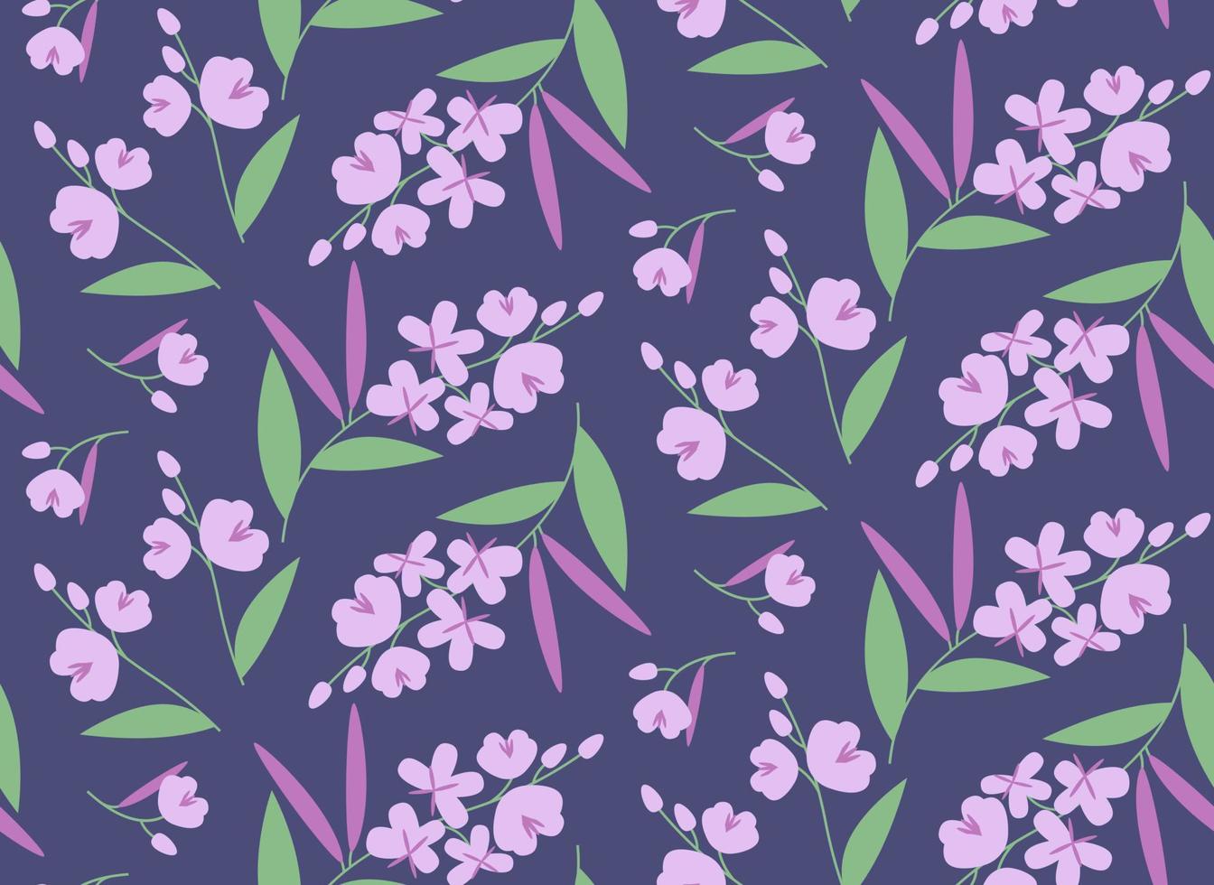 Seamless pattern with fireweed. Beautiful nature texture in flat style. vector