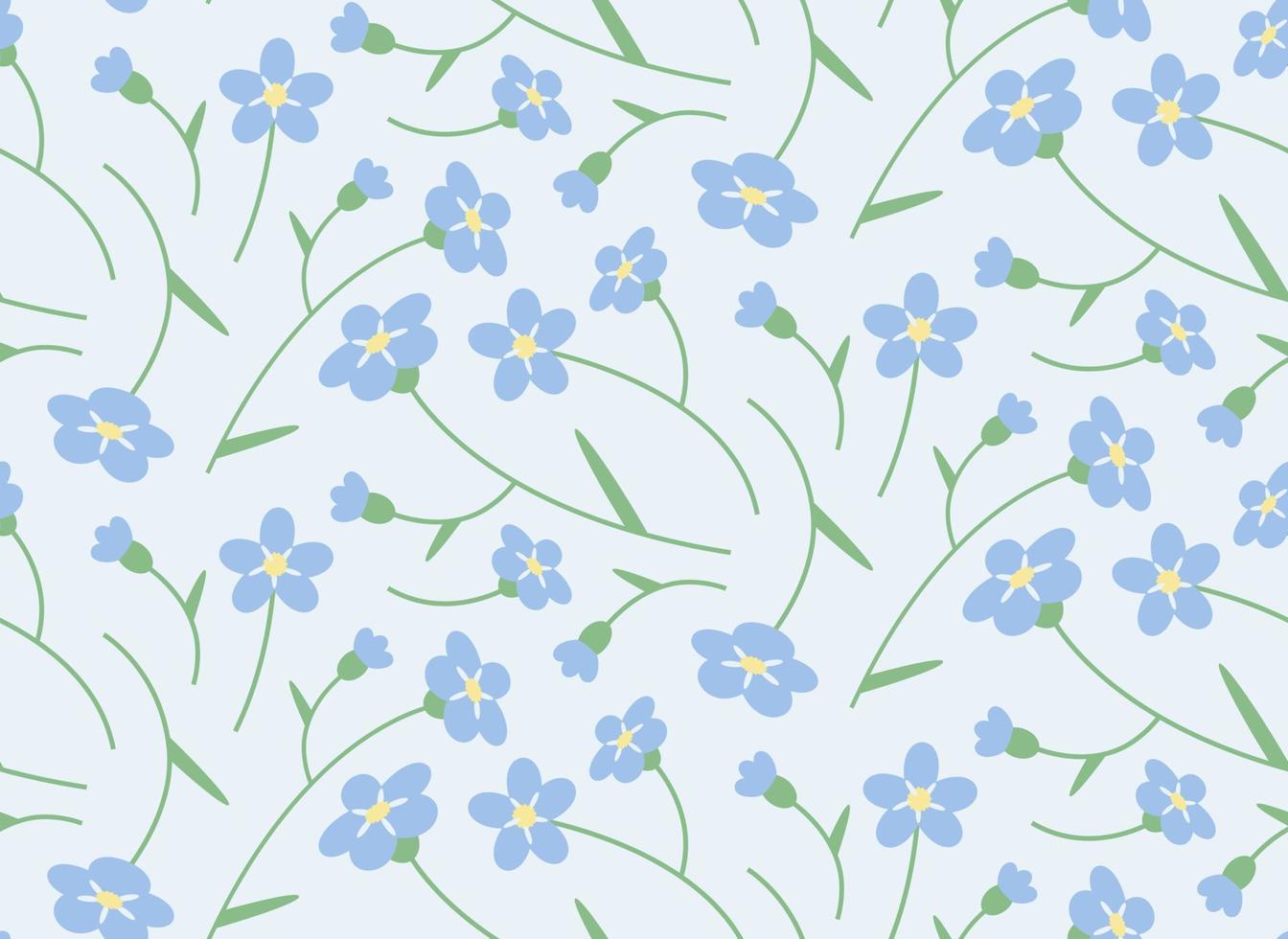 Seamless pattern with myosotis. Nature texture in flat style. vector