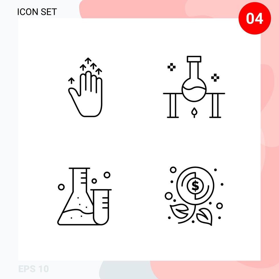 Vector Pack of 4 Icons in Line Style Creative Outline Pack isolated on White Background for Web and Mobile Creative Black Icon vector background
