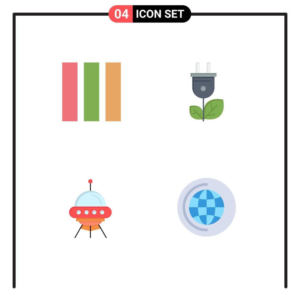 Pack of 4 Modern Flat Icons Signs and Symbols for Web Print Media such as column ship biomass power alien Editable Vector Design Elements