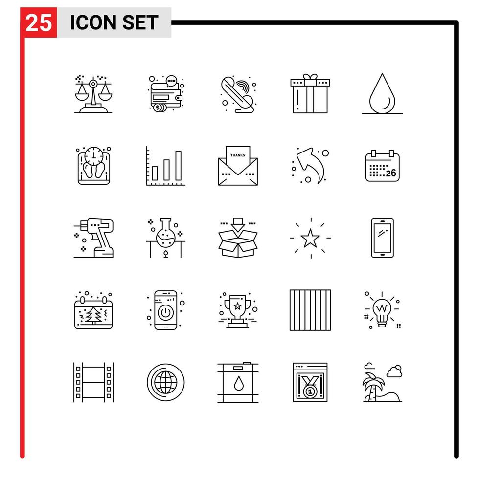 Group of 25 Modern Lines Set for present gift money dinner phone Editable Vector Design Elements