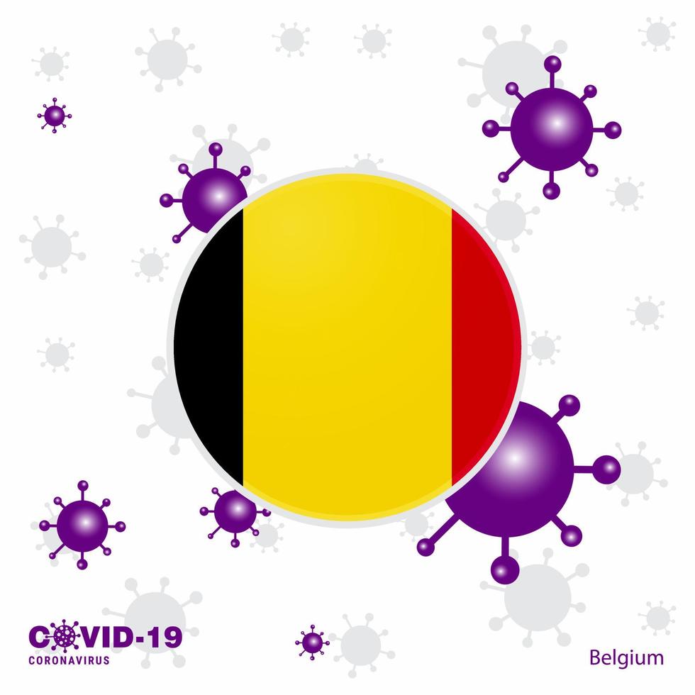 Pray For Belgium COVID19 Coronavirus Typography Flag Stay home Stay Healthy Take care of your own health vector