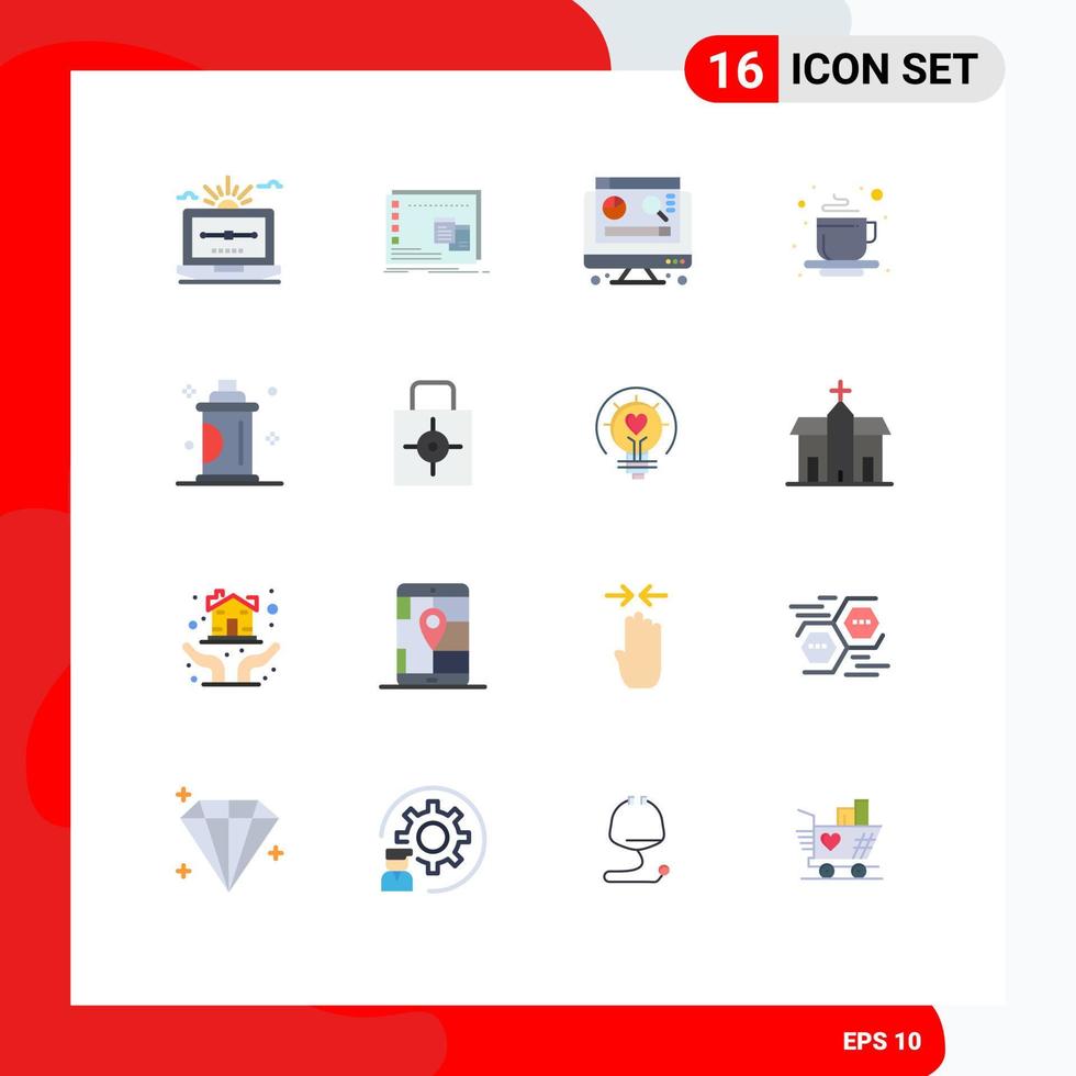 16 Flat Color concept for Websites Mobile and Apps beauty tea os hot graph Editable Pack of Creative Vector Design Elements
