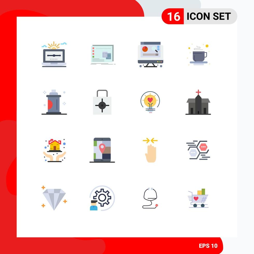 Concepto de 16 colores planos para sitios web móviles y aplicaciones té de belleza o paquete editable de gráficos calientes de elementos de diseño de vectores creativos
