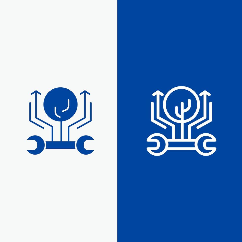 Development Engineering Growth Hack Hacking Line and Glyph Solid icon Blue banner Line and Glyph Solid icon Blue banner vector