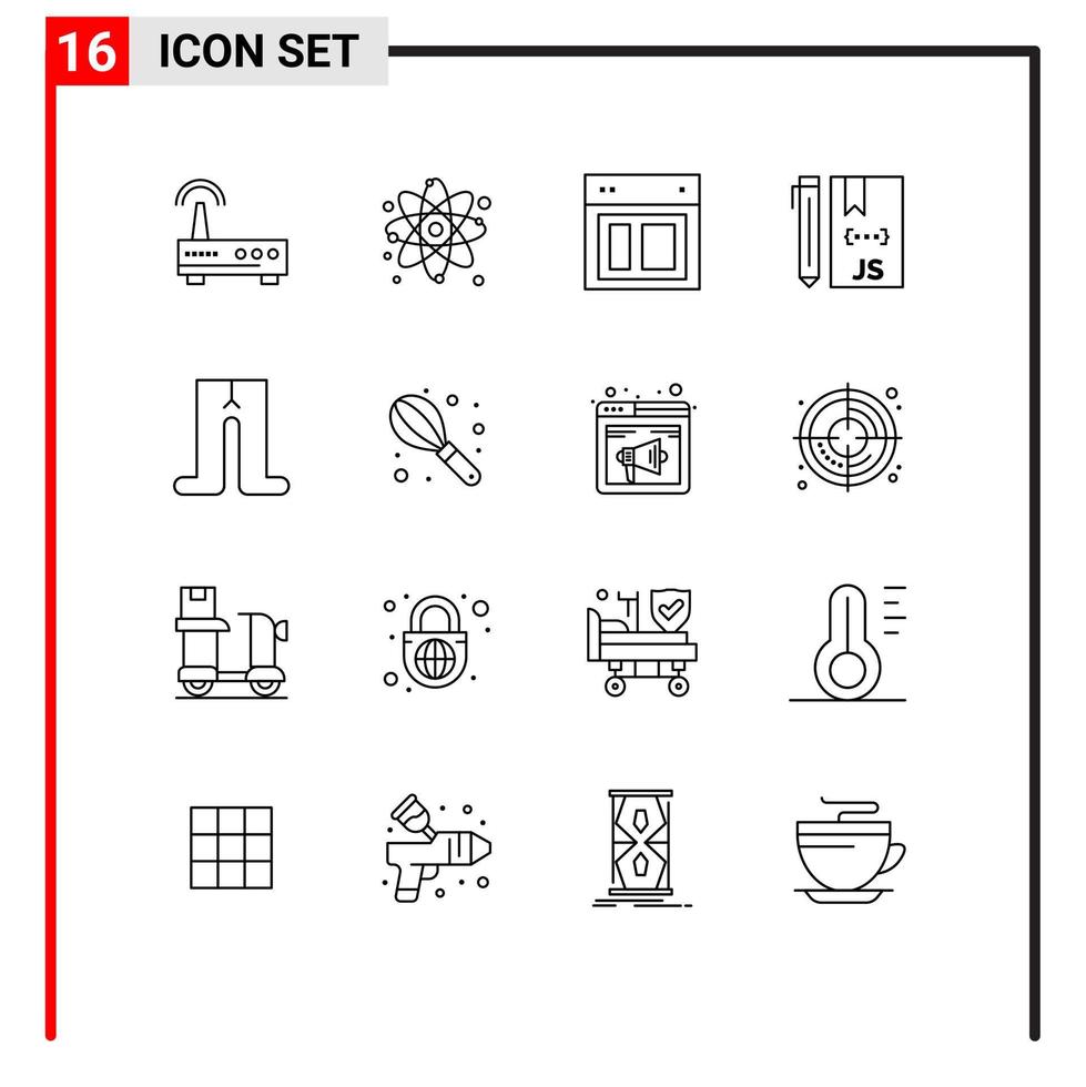 16 iconos creativos signos y símbolos modernos de programación desarrollar diseño codificación sitio web elementos de diseño vectorial editables vector