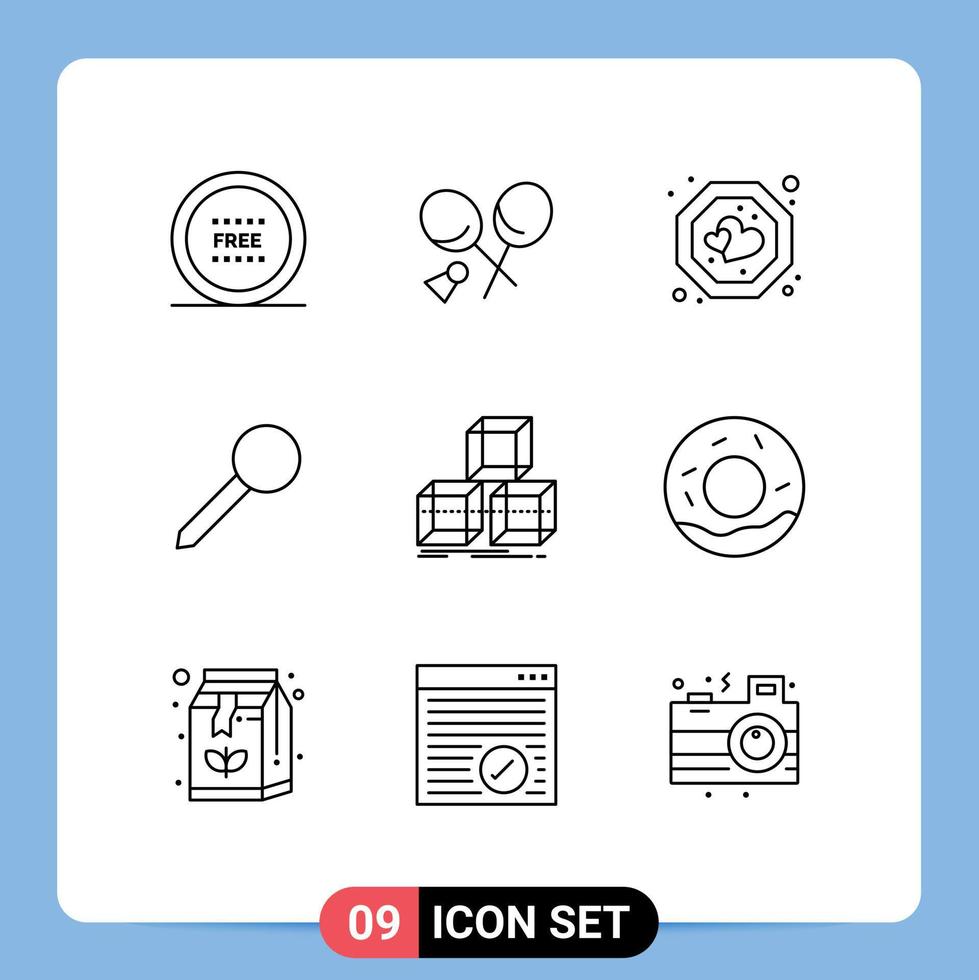 Pictogram Set of 9 Simple Outlines of arrange marker spring pin tag Editable Vector Design Elements