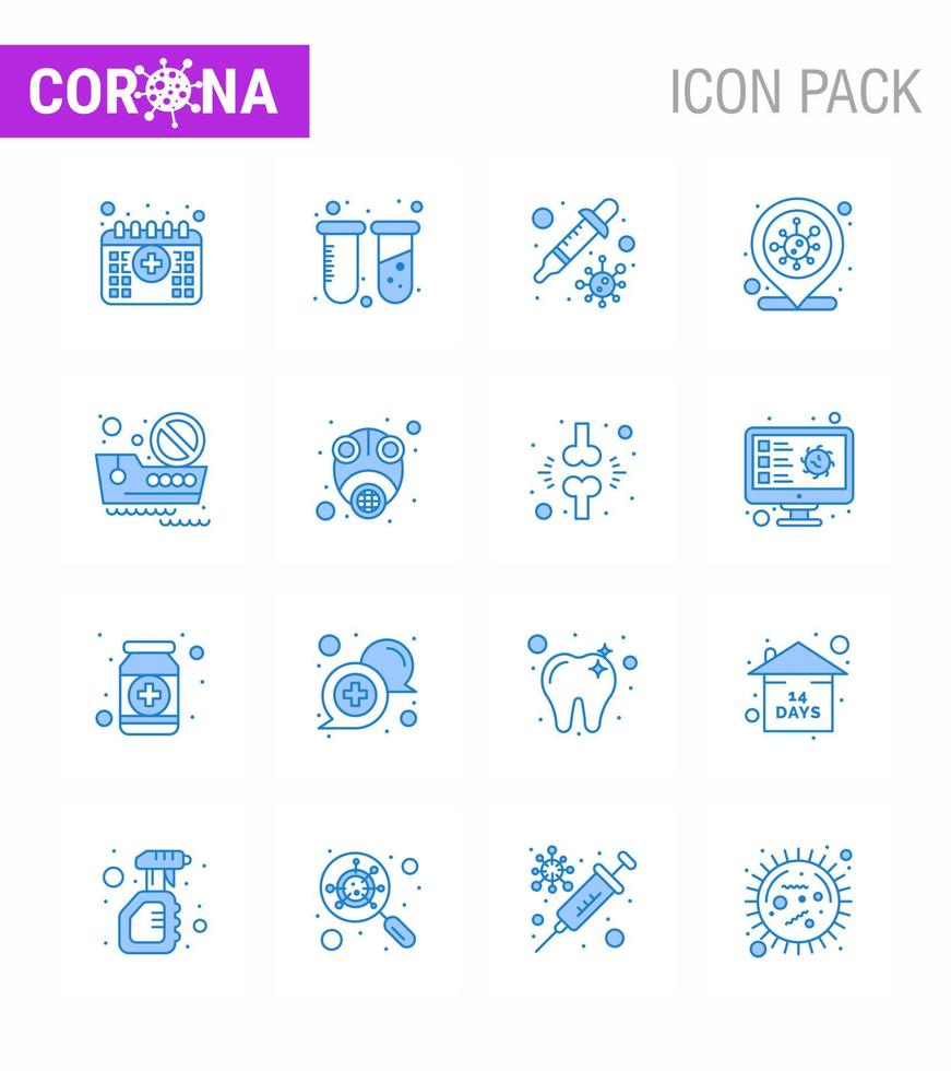 covid19 protección coronavirus pendamic 16 conjunto de iconos azules como infección de crucero lugar cuentagotas ubicación covid coronavirus viral 2019nov enfermedad vector elementos de diseño