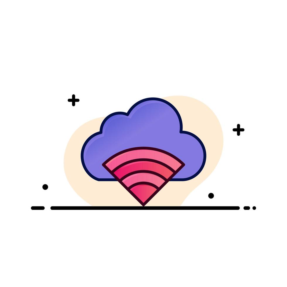 conexión en la nube señal wifi negocio línea plana icono lleno vector plantilla de banner