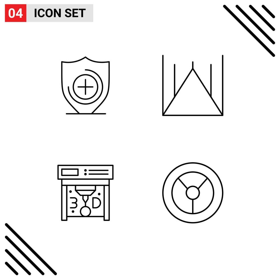 Universal Icon Symbols Group of 4 Modern Filledline Flat Colors of medical printing islamabad pakistan mosque mechanics Editable Vector Design Elements