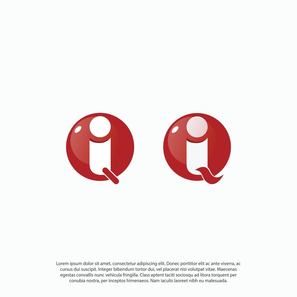 IQ or QI letter logo design template vector, gestalt or negative space concept letter i inside of letter Q logo design vector