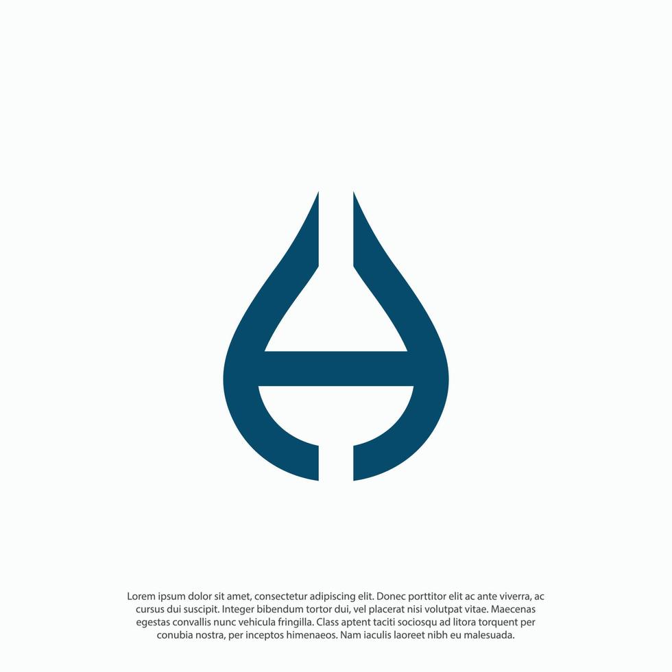 letra h con estilo de gota de agua, para aceite, lubricantes, agua o diseño de logotipo líquido ilustración de silueta vectorial vector