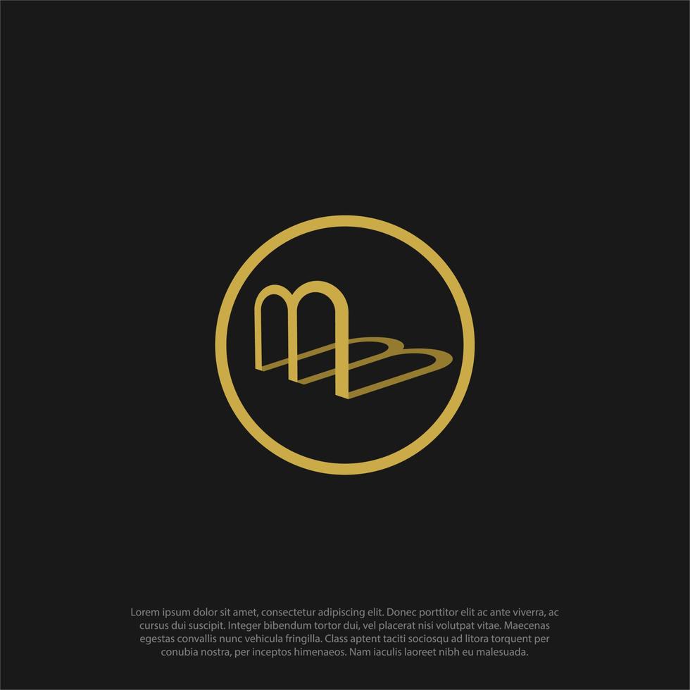 MB or BM logo, lettering letter M and B as shadow logo design vector