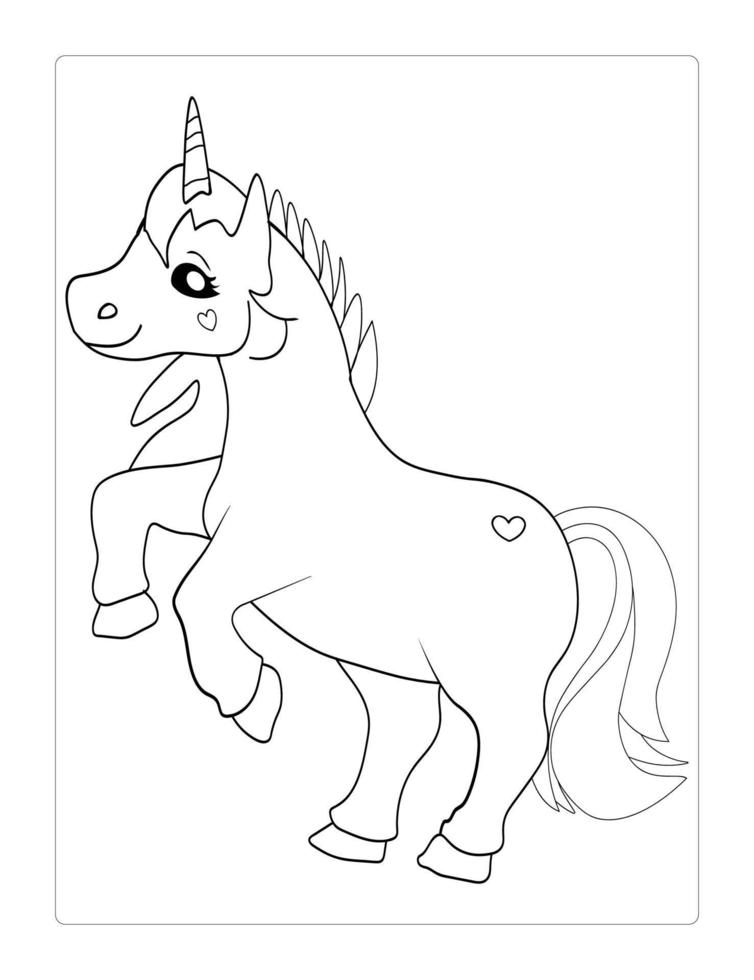 unicorn coloring page for kids,coloring page for kids vector
