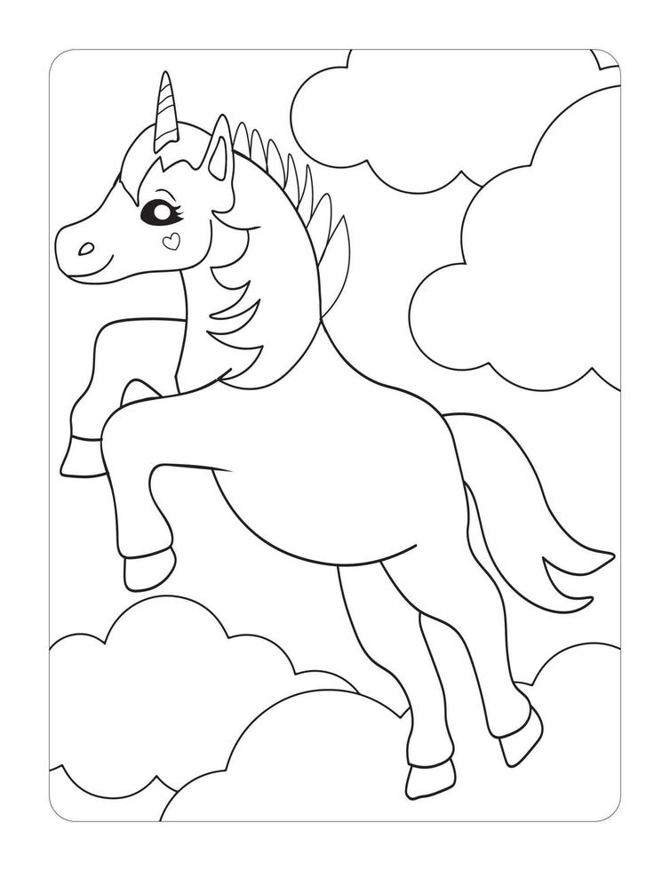UNICORN COLORING PAGE vector