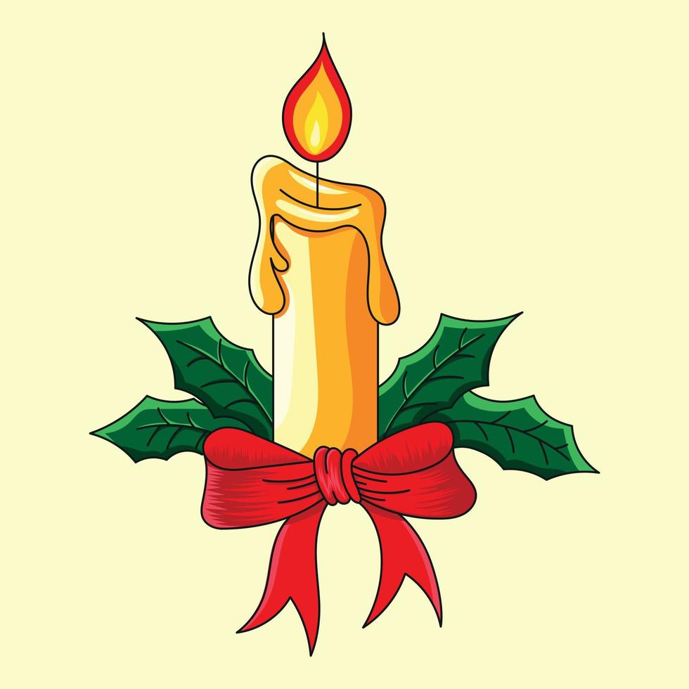 Christmas Burning Candle Vector