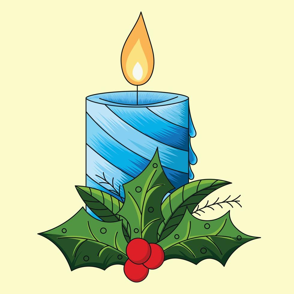 Christmas Burning Candle Vector