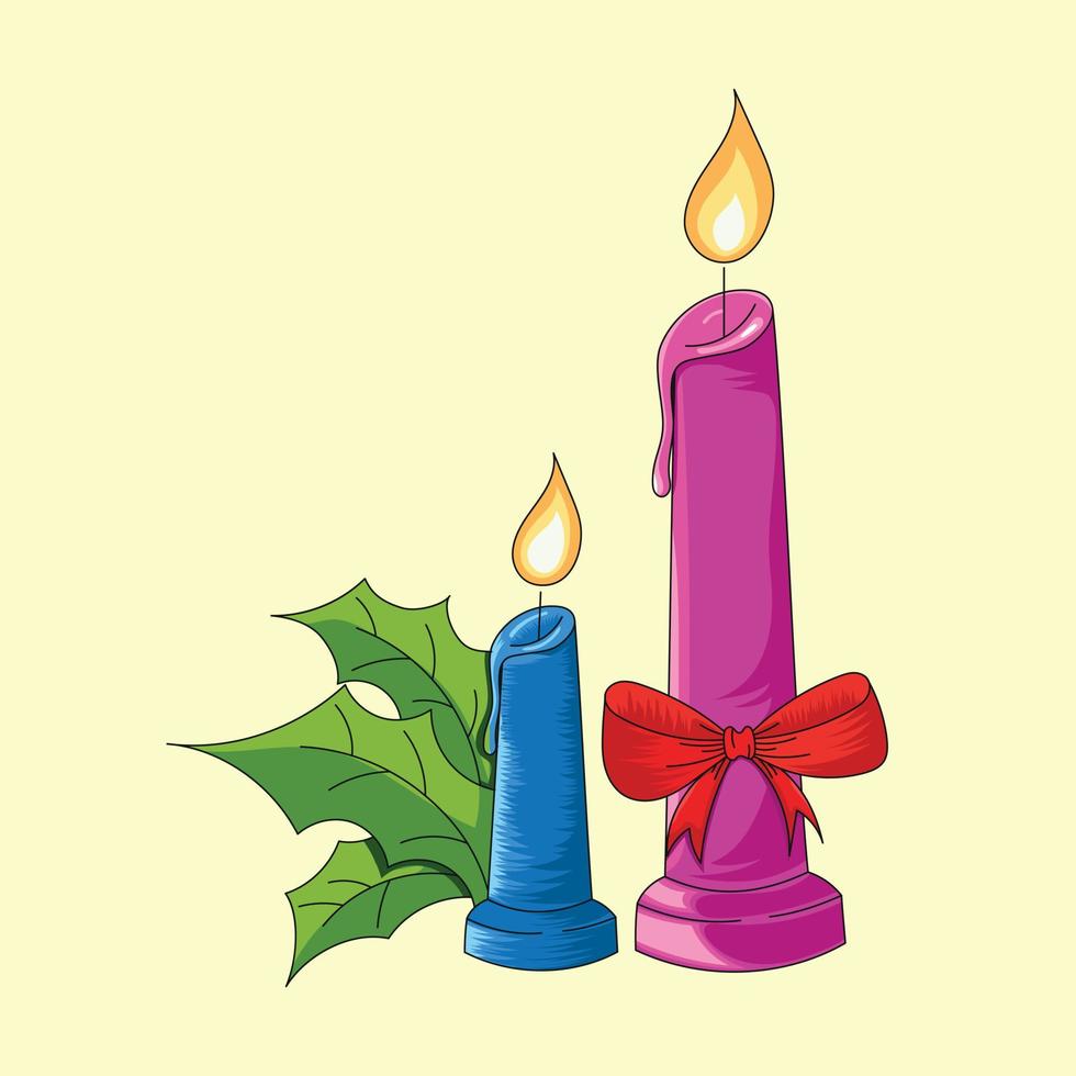 Christmas Burning Candle Vector