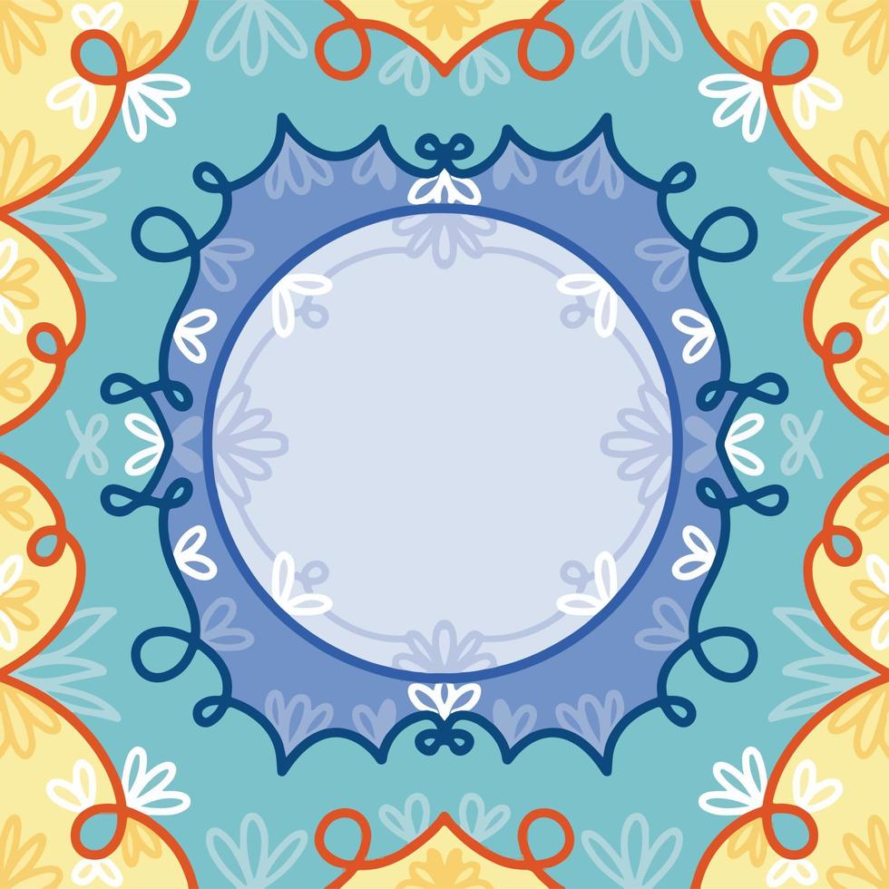 Symmetrical blue and yellow elegant vector cover background with copy space for website or social media post backdrop wallpaper.