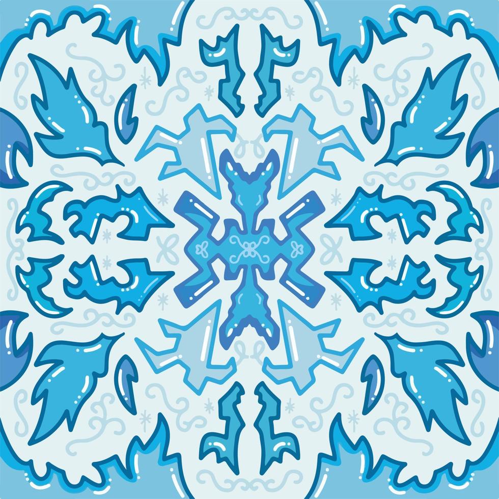 Cold ice themed symmetrical vector background with cartoon flat art style drawing.