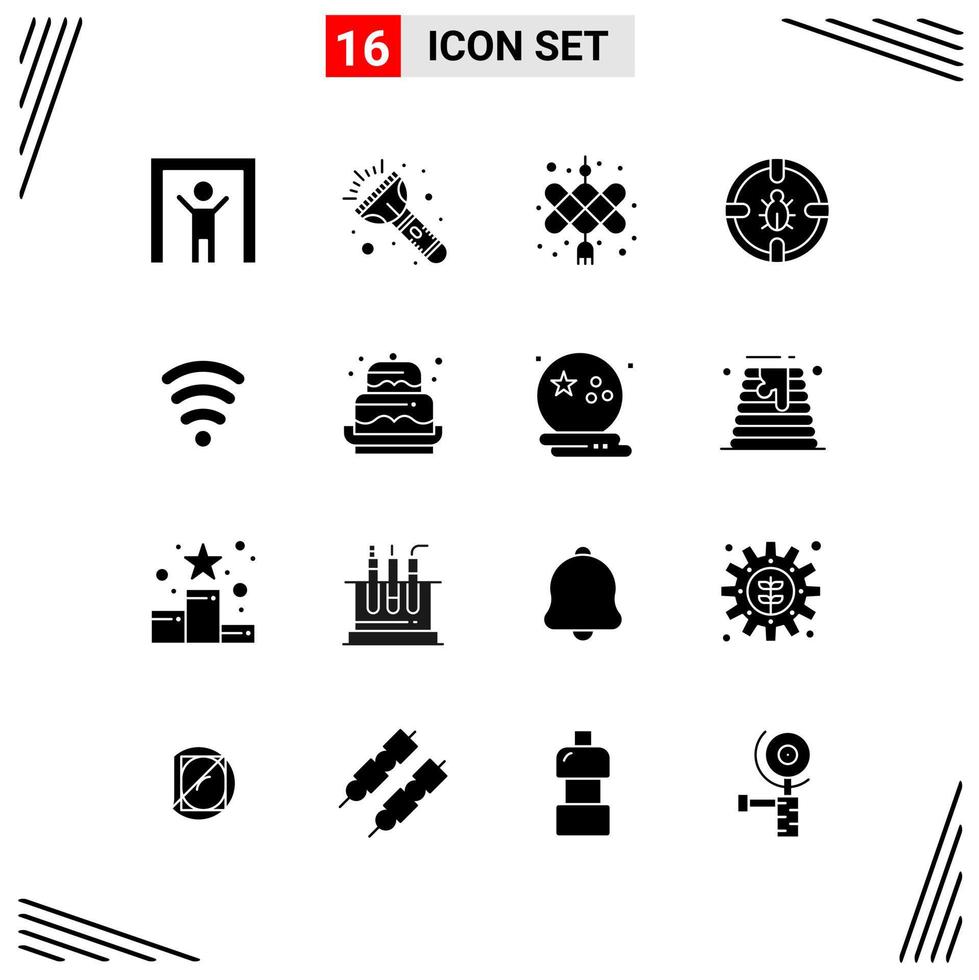 16 Icons Solid Style Grid Based Creative Glyph Symbols for Website Design Simple Solid Icon Signs Isolated on White Background 16 Icon Set vector