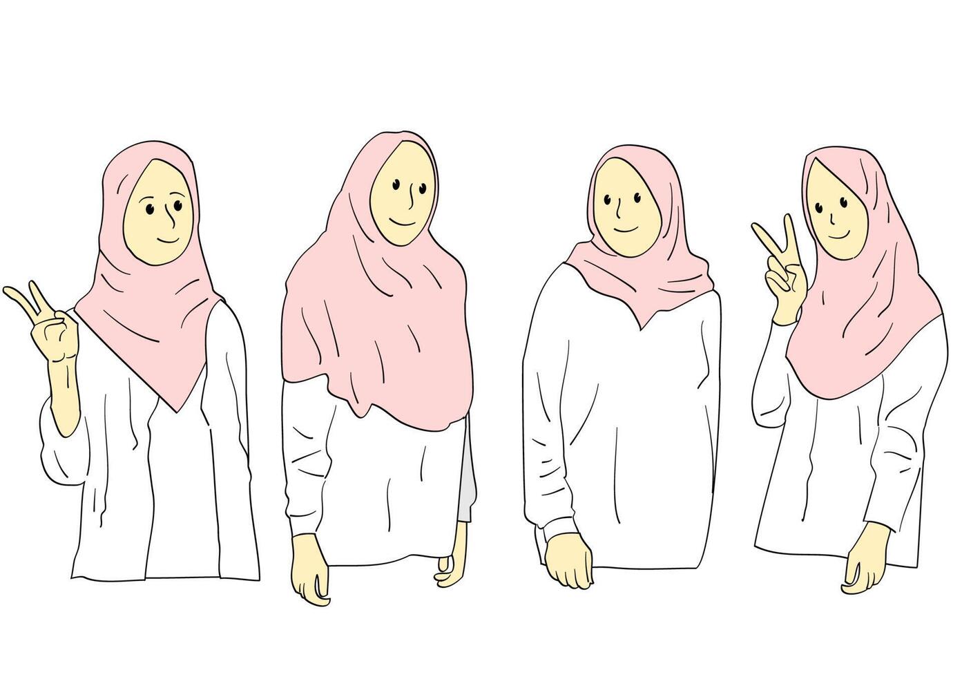 asian muslim girl vector