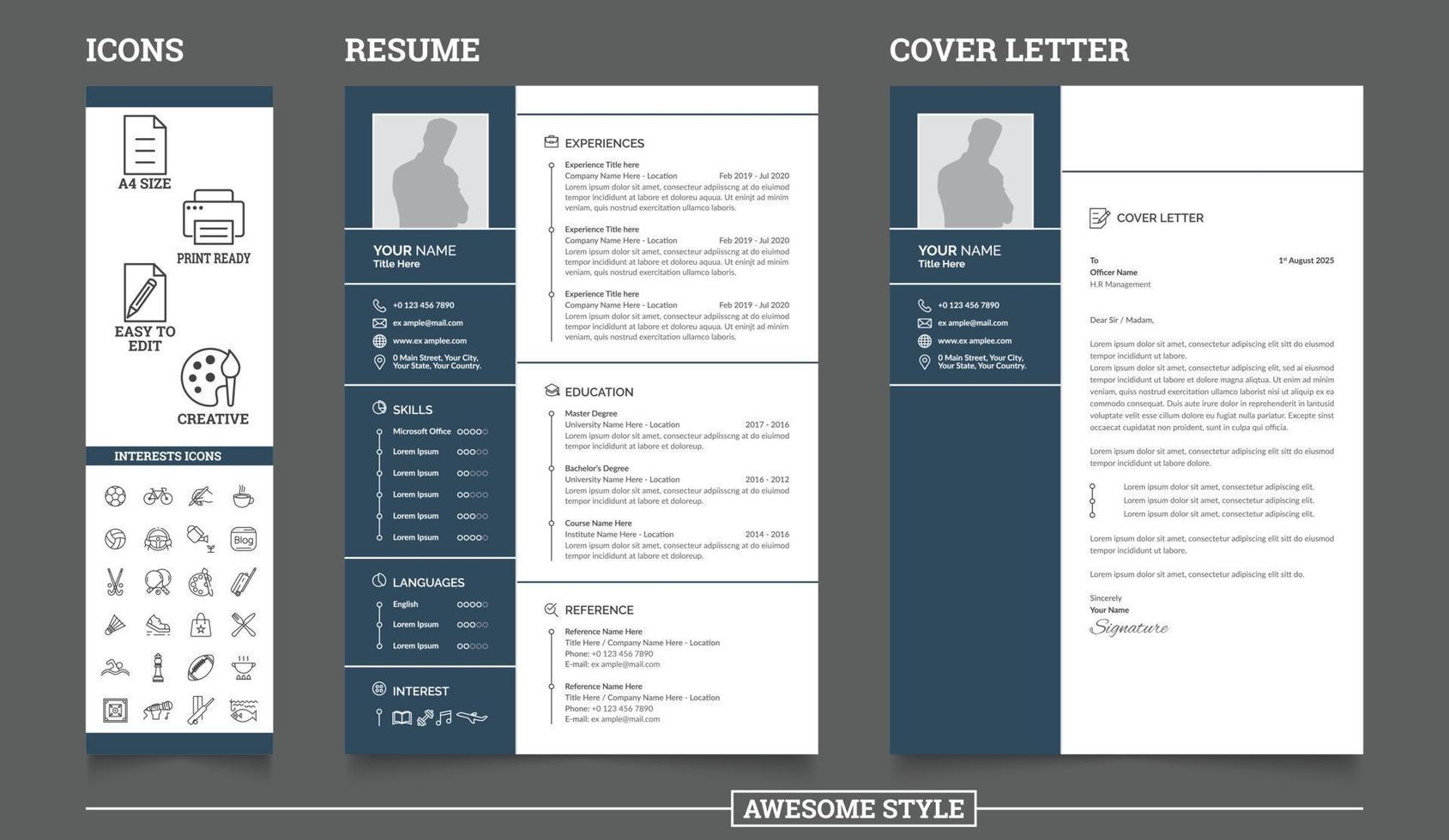 Creative Resume CV Template with Cover Letter vector