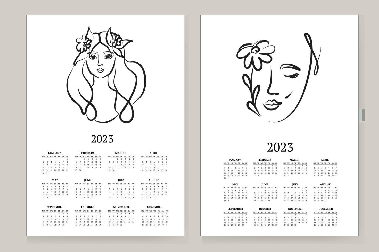 Wall calendar 2023 year. Minimal contemporary art calendar planner, abstract organizer. Vector illustration.