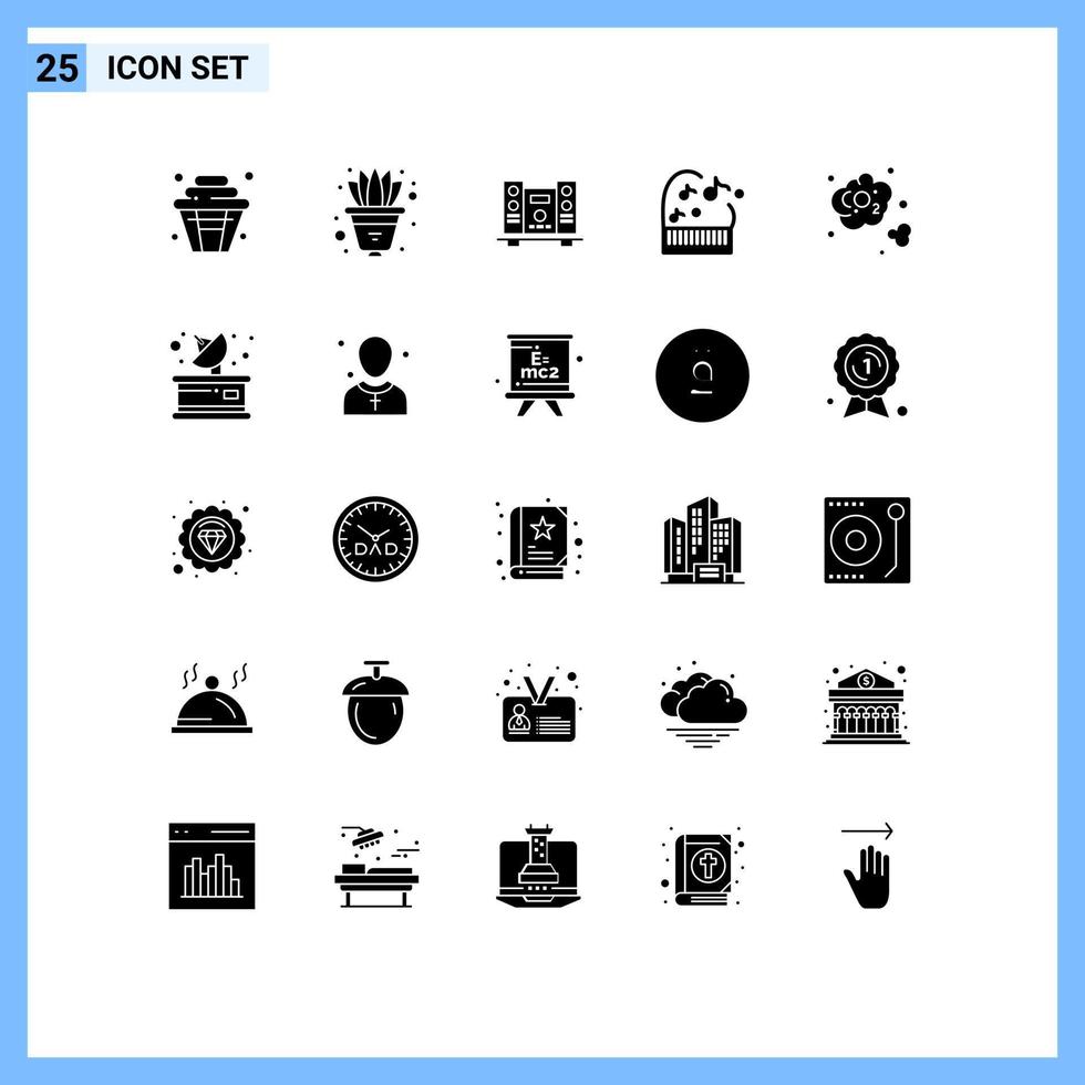 25 Thematic Vector Solid Glyphs and Editable Symbols of co carbon woofer piano education Editable Vector Design Elements