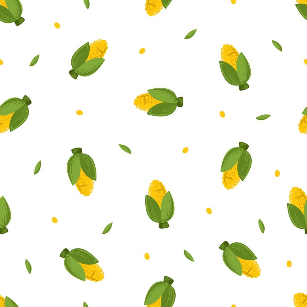 fresh corn with ornament seamless pattern healthy food element vector