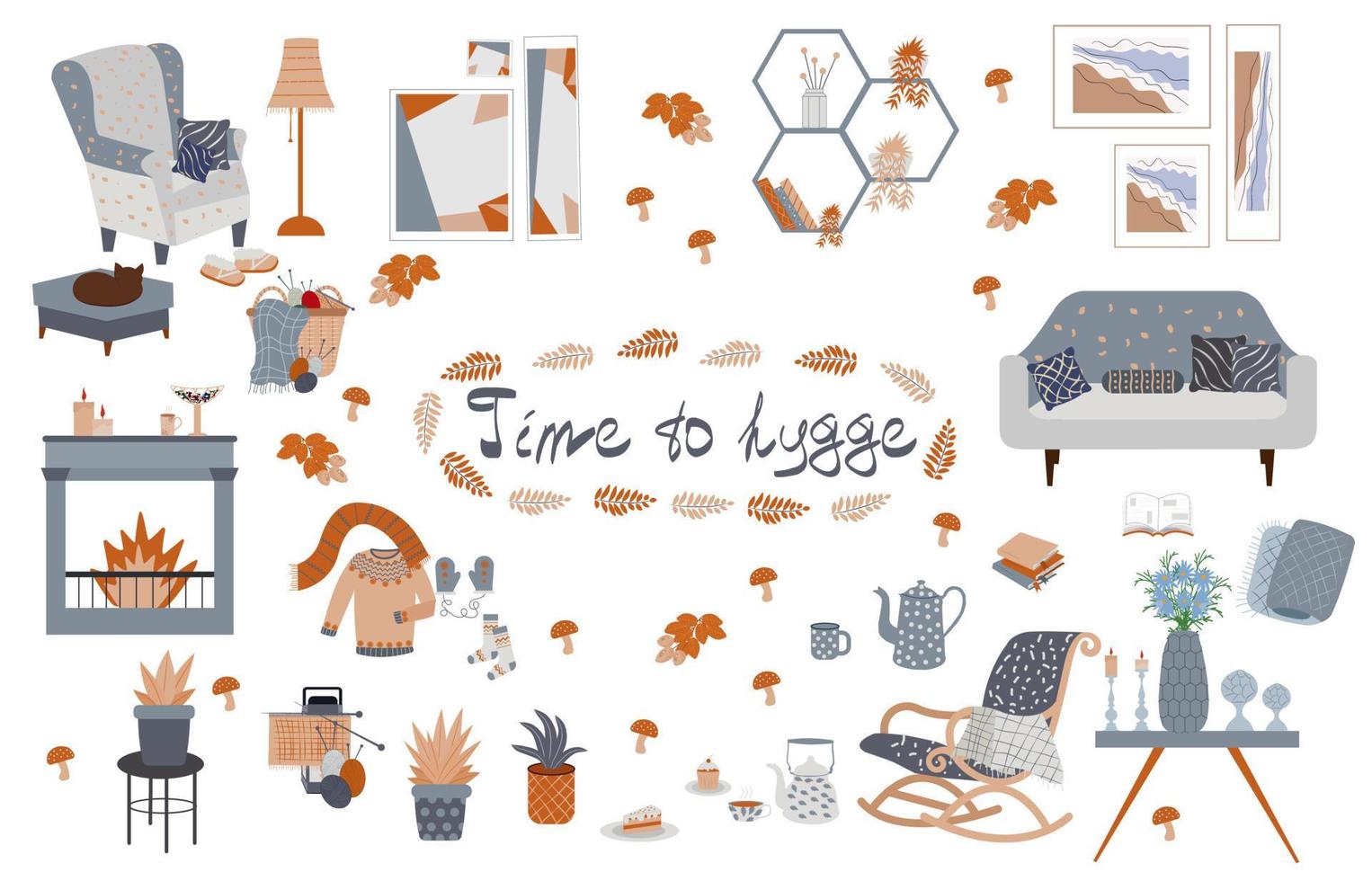 Scandinavian style hygge collection vector