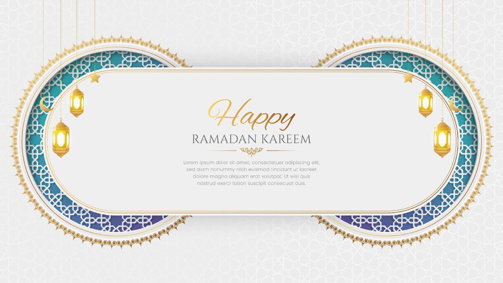 Ramadan Kareem Elegant White Luxury Ornamental Greeting Card Background with Arabic Pattern vector