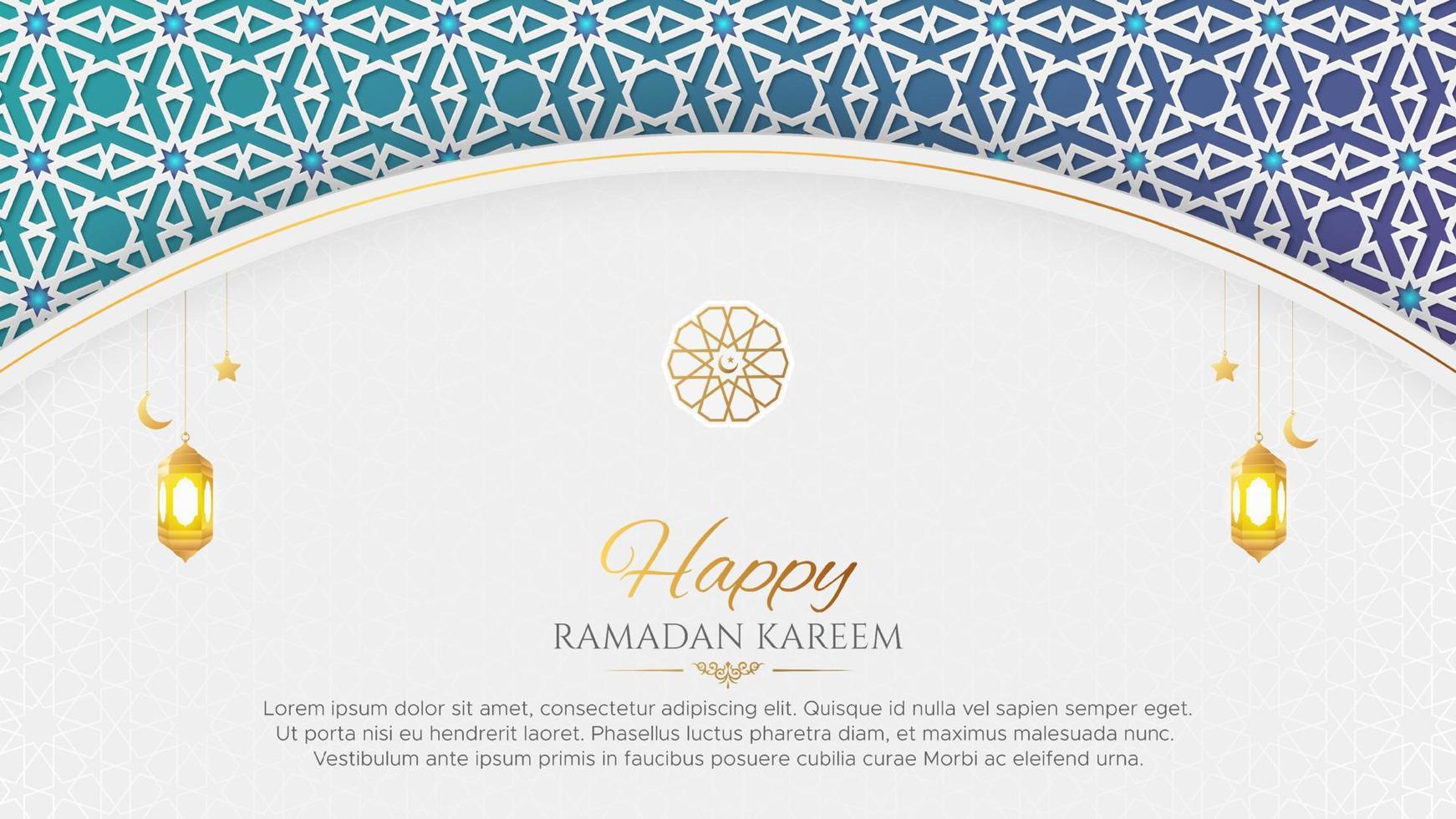 Ramadan Kareem Arabic Islamic Luxury Ornamental Background with Islamic Pattern and Decorative Ornament Arch Frame vector