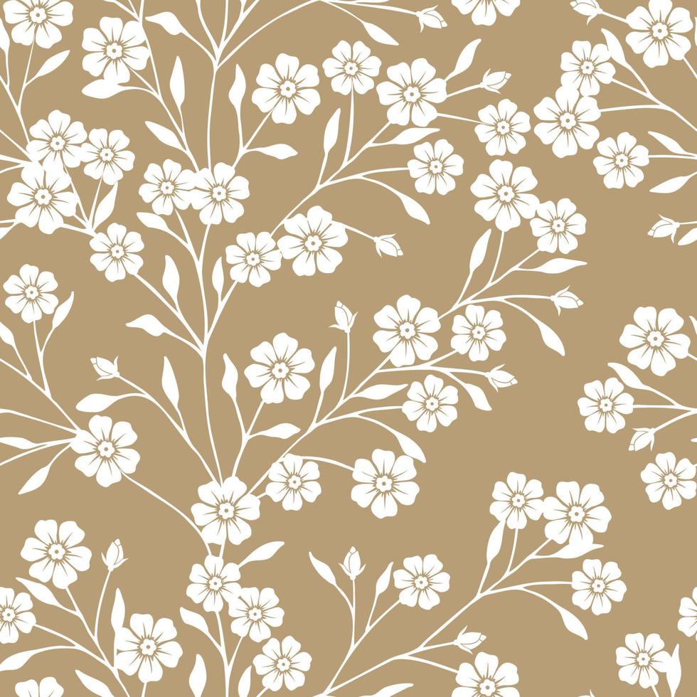 Seamless small cute flowers, leaves and buds. Hand draw style. vector
