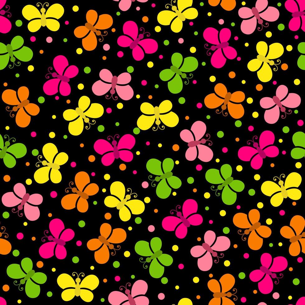 Bright seamless pattern with cartoon butterflies. vector