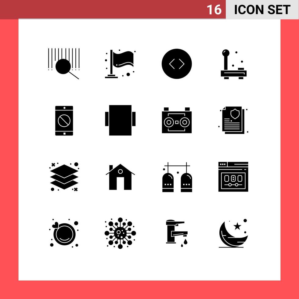 Pack of 16 creative Solid Glyphs of layout disabled mobile enlarge disabled application equipment Editable Vector Design Elements