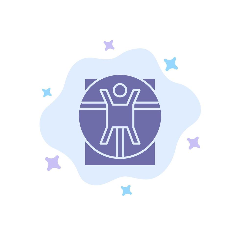 Vitruvian Man Medical Scene Blue Icon on Abstract Cloud Background vector