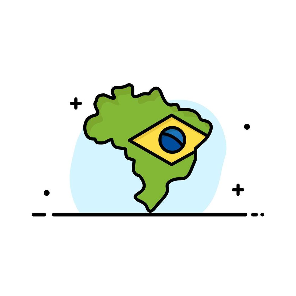 mapa bandera brasil negocio línea plana icono lleno vector banner plantilla