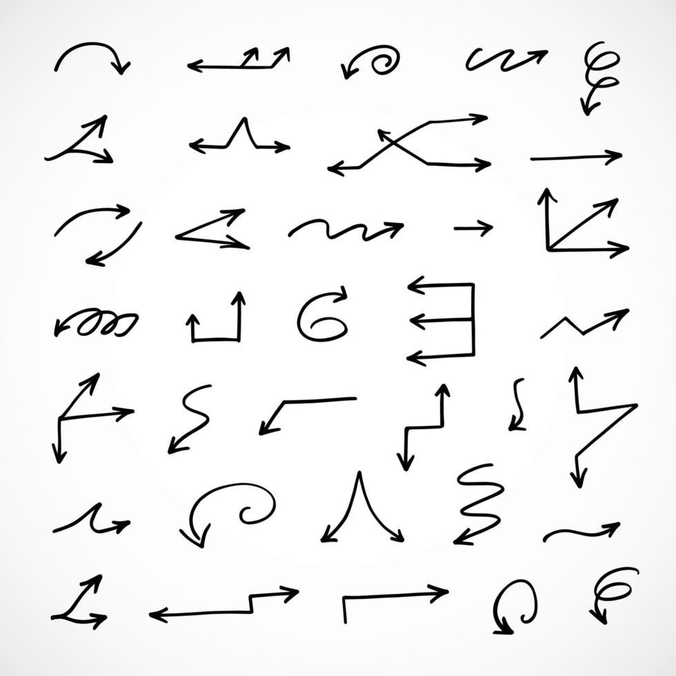 Vector set of hand drawn arrows, elements for presentation