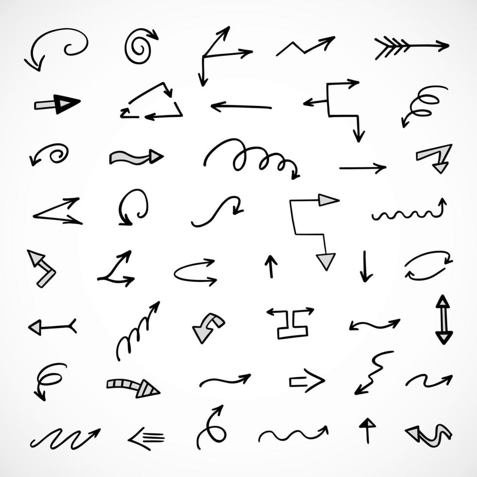 Vector set of hand drawn arrows, elements for presentation