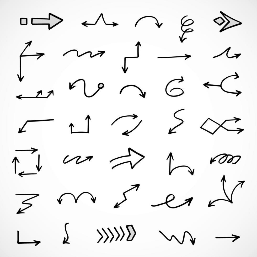 Vector set of hand drawn arrows, elements for presentation