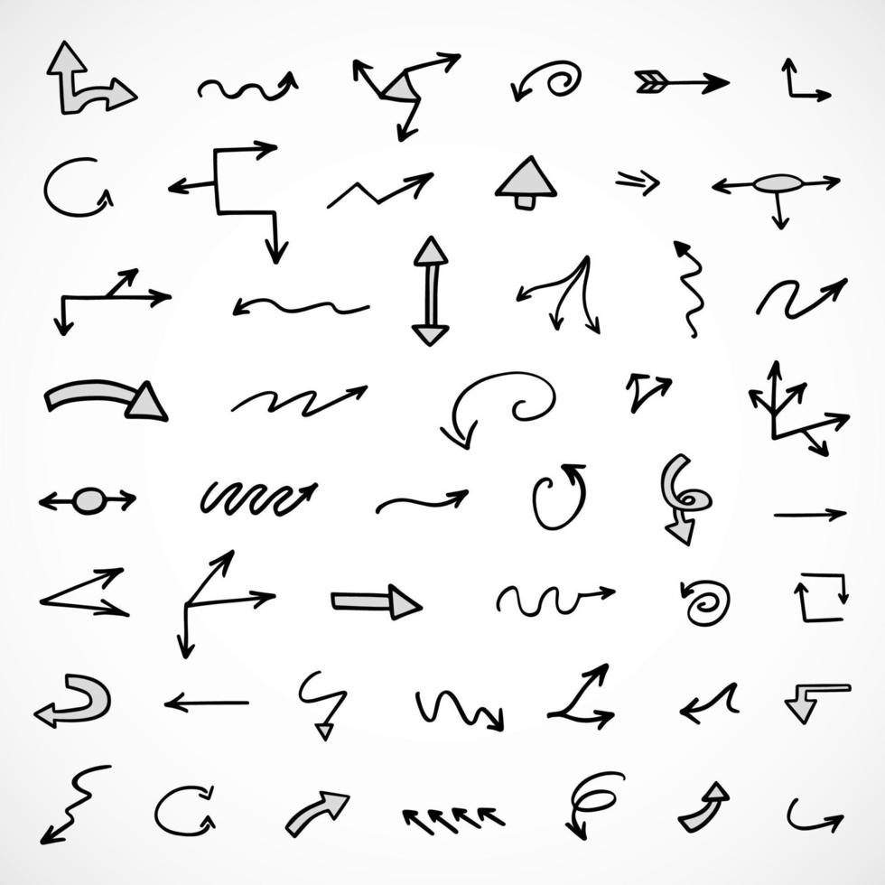 Vector set of hand drawn arrows, elements for presentation